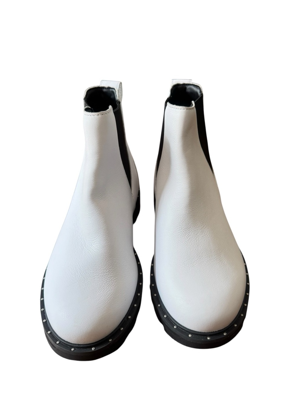 🔥🔥 SOREL Lennox Chelsea Boots — White Leather Studded Lug Sole🔥🔥